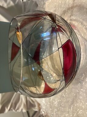 New. Partylite. Mosaic glass red n gold design.  4”-4” candle holder